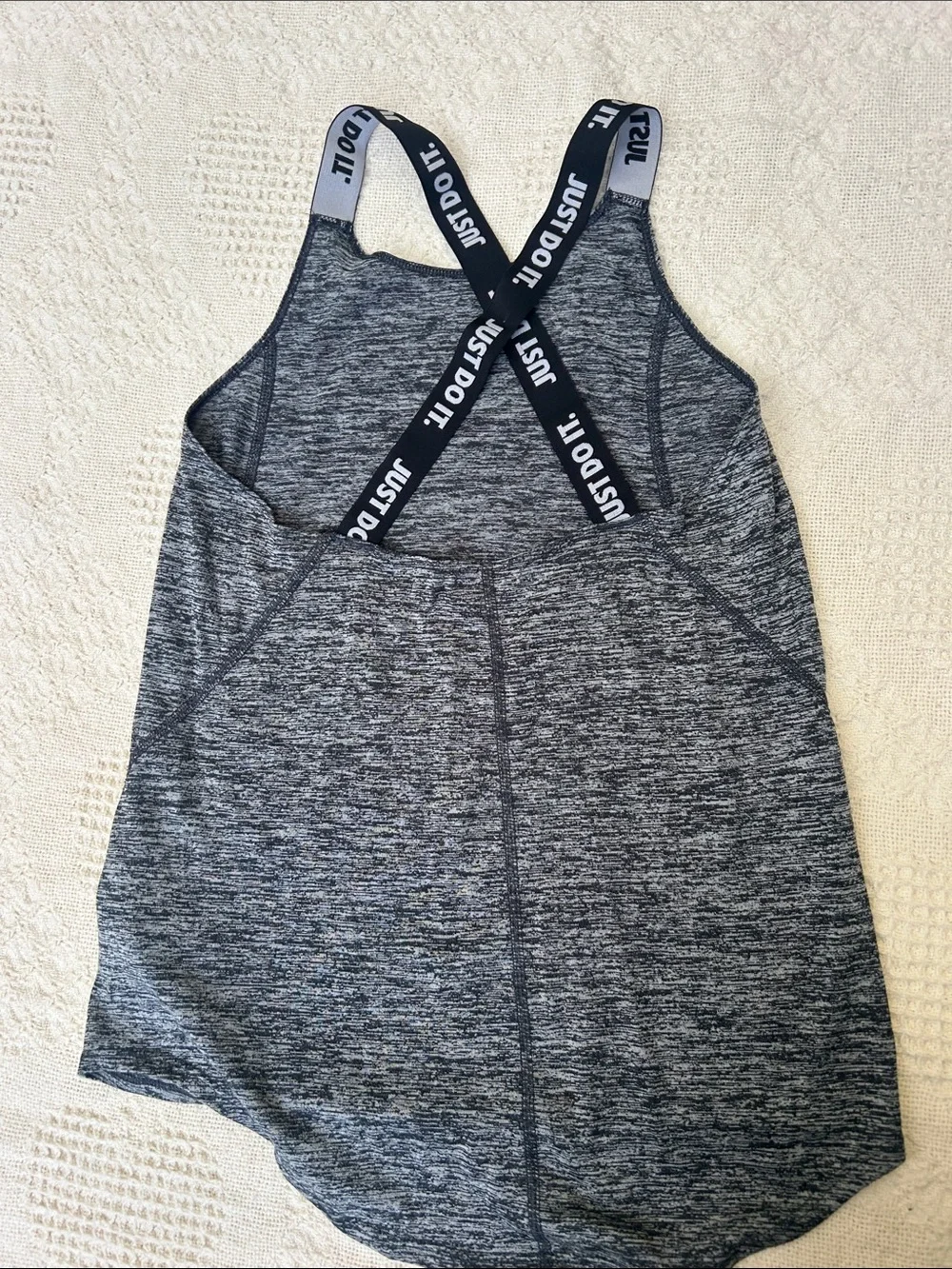 Girls Nike Black Heathered Athletic Tank with Branded Straps